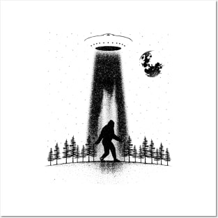 Sasquatch Ufo Silhouette Posters and Art